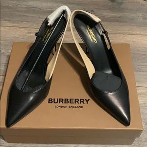 NIB Burberry leather sling backs.